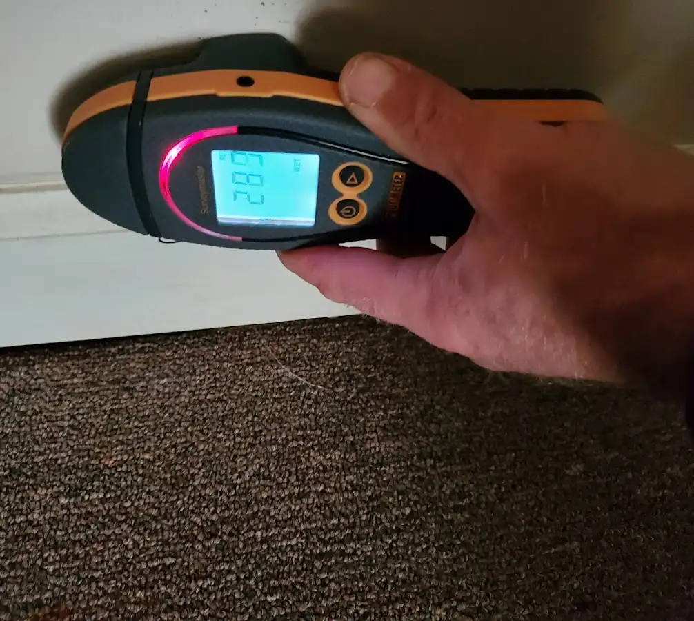 Moisture detection at baseboard during Mold Inspection & Testing in Weatherford